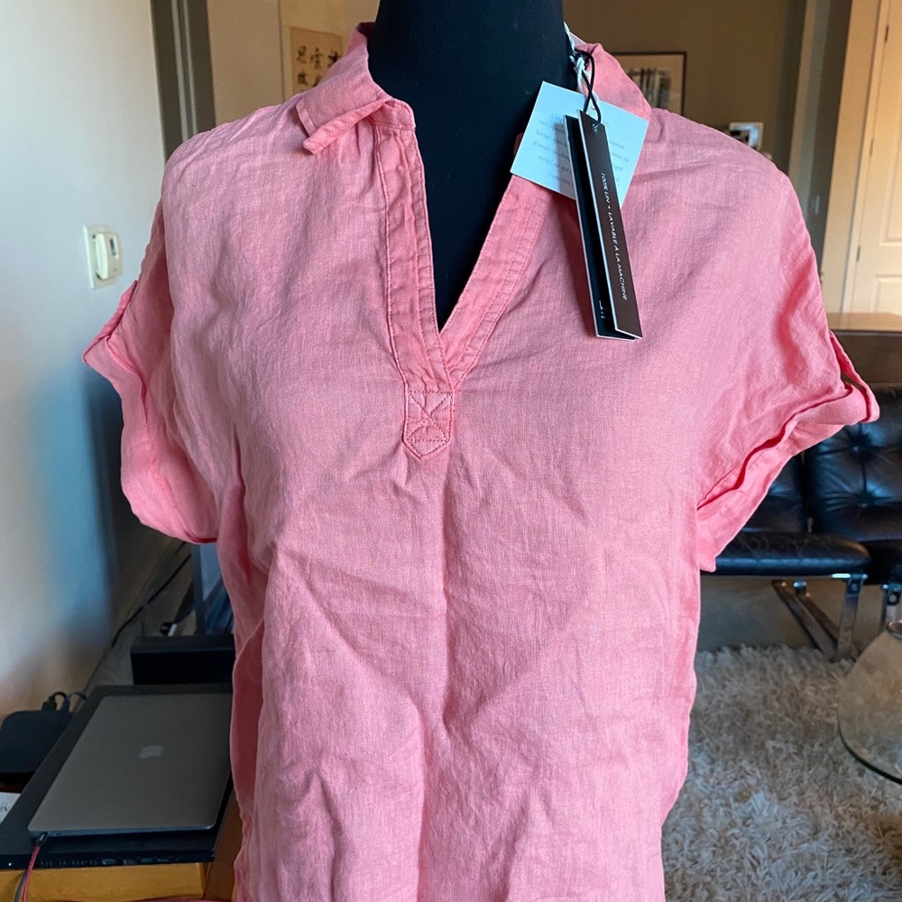 New with Tags $128 Nicole Miller Linen Shirt Sz S
